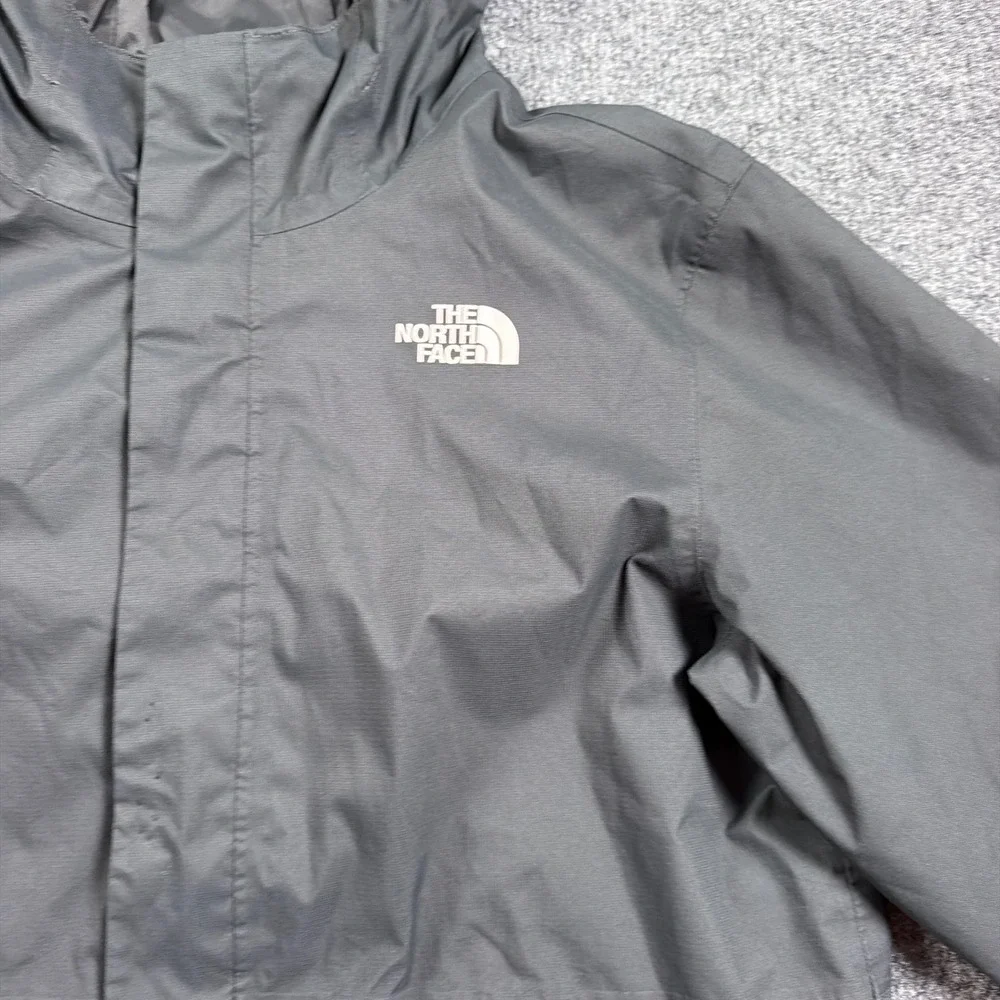 The North Face Rain Jacket Boys L 14/16 Grey DryVent Hooded Colorblock Coat